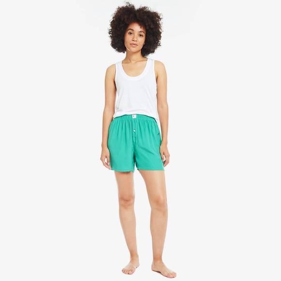 NEW THE SLEEP CODE women's ravi washable silk boxer in emerald city - Picture 3 of 3